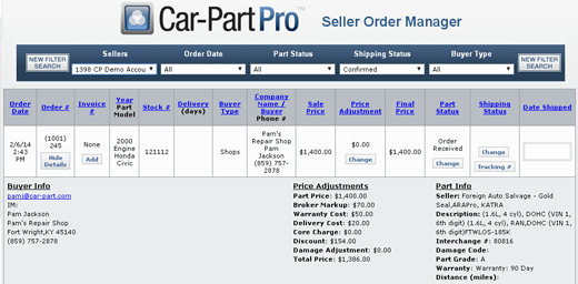 Car-Part Pro: Seller Order Manager